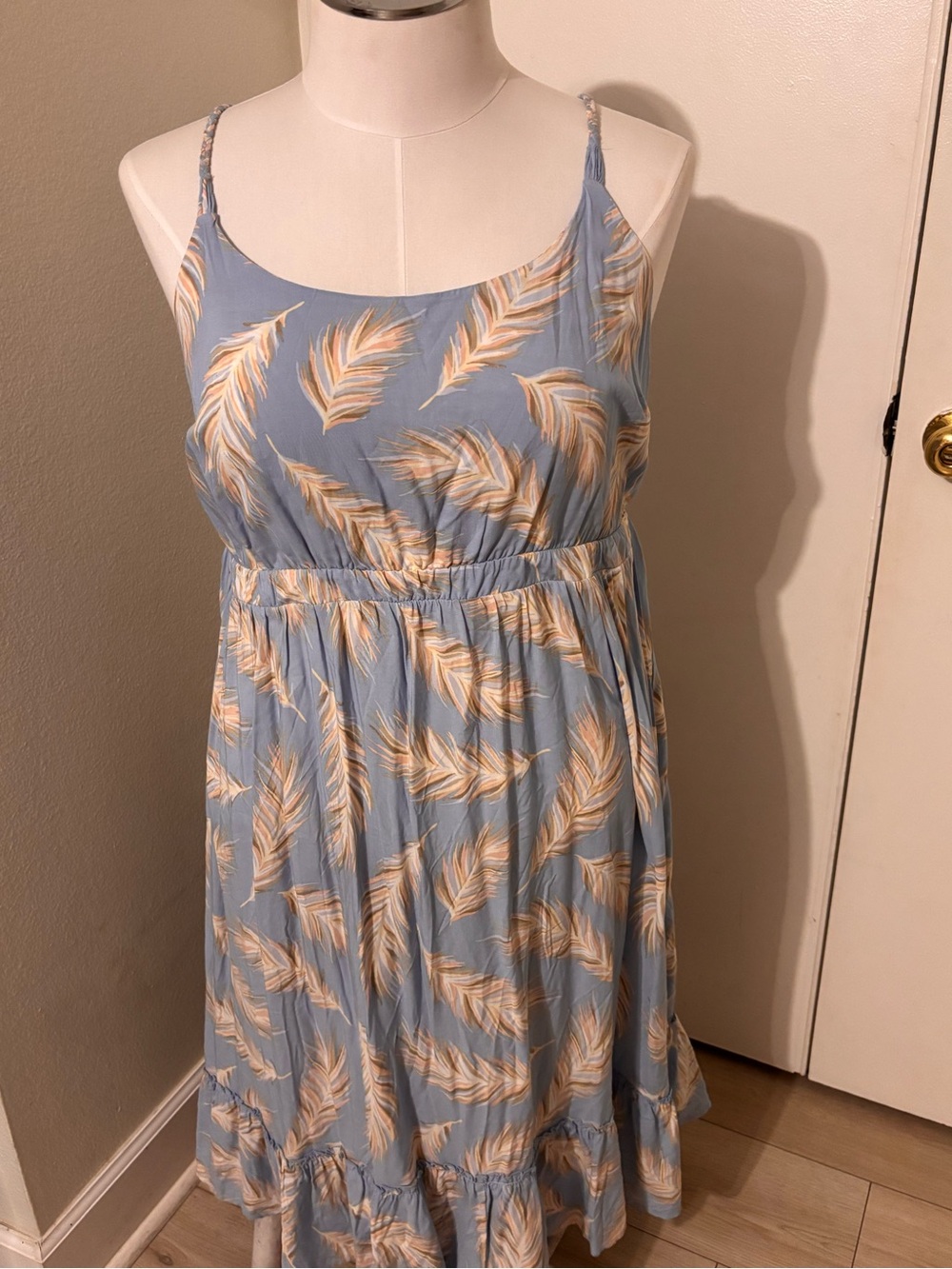 TORRID Light Blue Feather Print Spaghetti Strap Dress